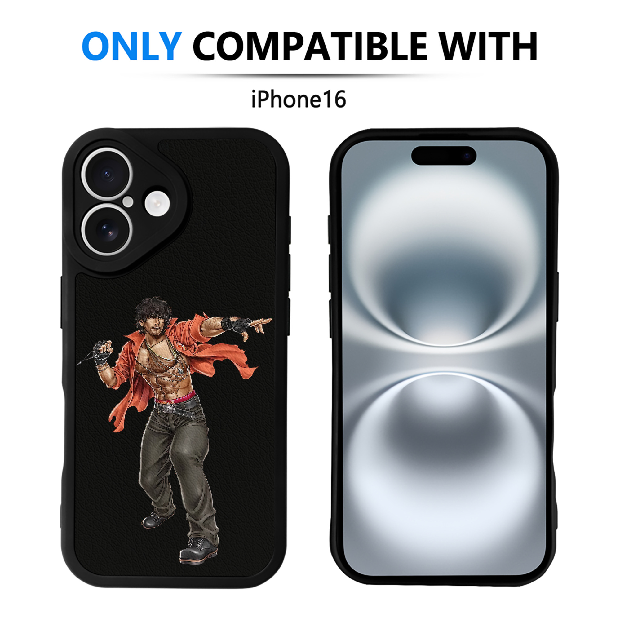 （画像用） 北斗の拳 Fist of the North Star 【iPhone 16シリーズ対応】シリコンスマホケース（レザー調） 材質：シリコン